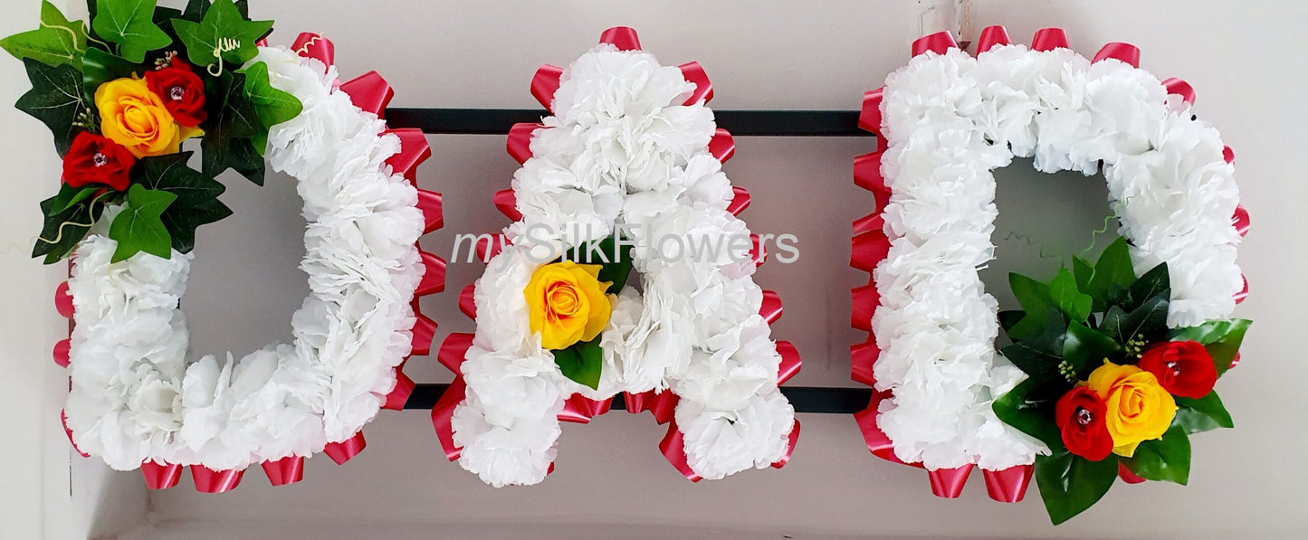Dad Any 3 Letter Funeral/Memorial Tribute (Redyellow)