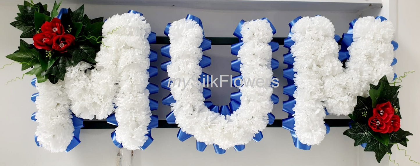 Mum Any 3 Letter Funeral/Memorial Tribute (Blue)