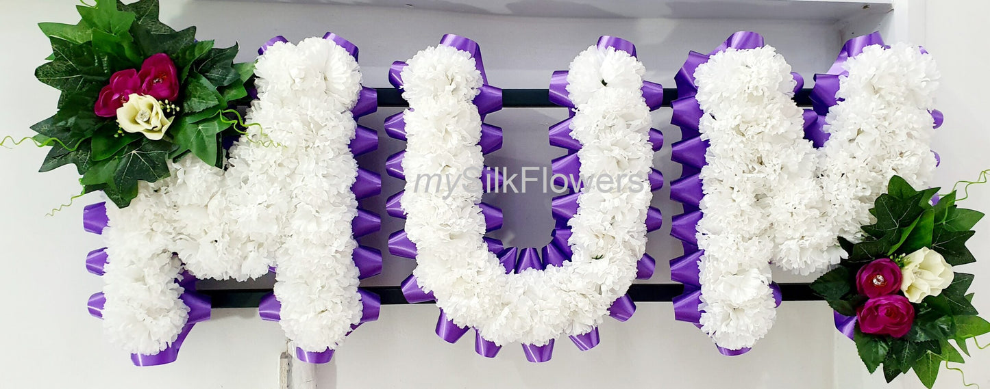 Mum Any 3 Letter Funeral/Memorial Tribute (Purple)
