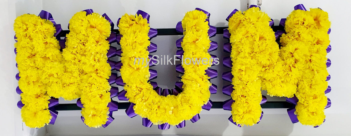 Mumyellow Any 3 Letter Funeral/Memorial Tribute (Plain)