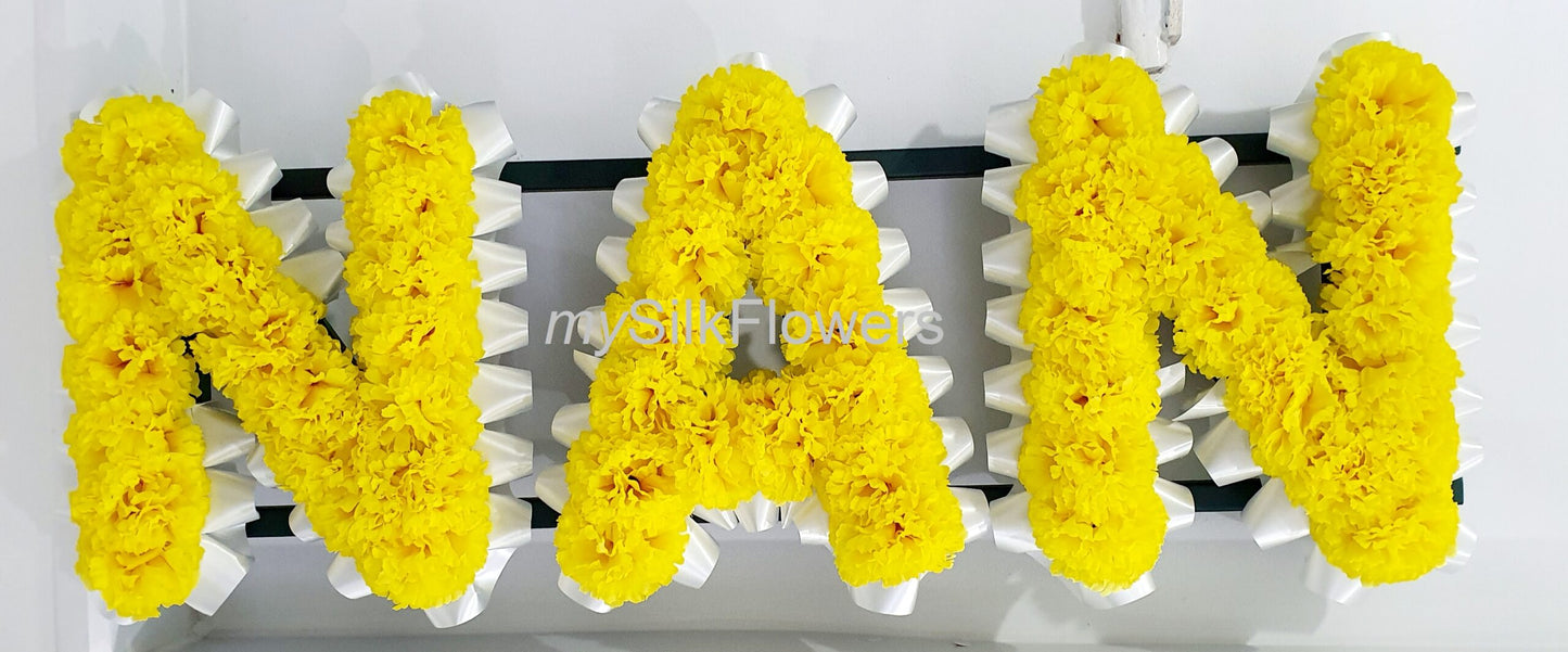 Nan Any 3 Letter Funeral/Memorial Tribute (Yellow)