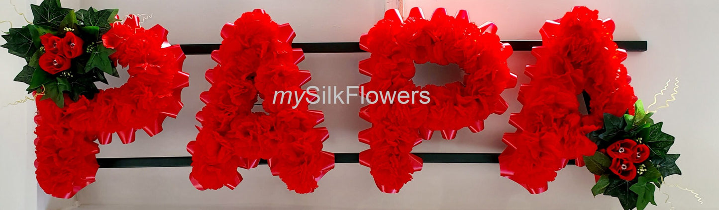 Papared Any 4 Letter Funeral/Memorial Tribute (Red)