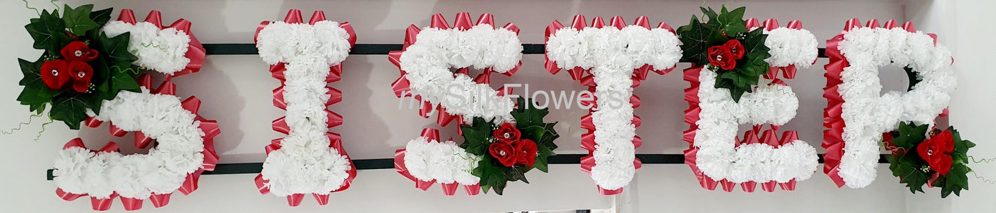 Sister Any 6 Letter Funeral/Memorial Tribute (Red)