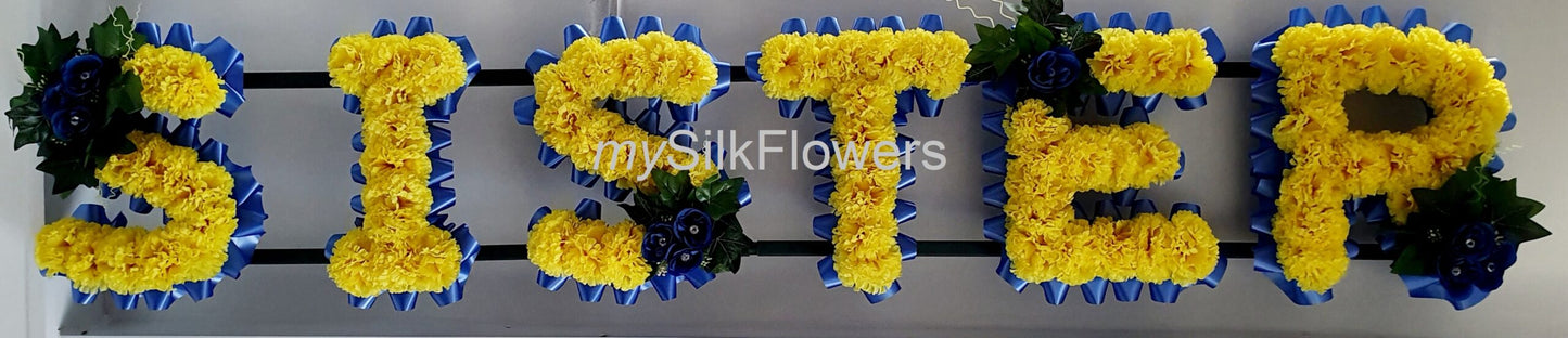 Sister Any 6 Letter Funeral/Memorial Tribute (Yellow)