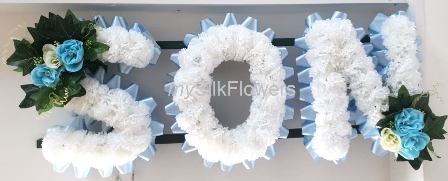 Son Any 3 Letter Funeral/Memorial Tribute (Babyblue)