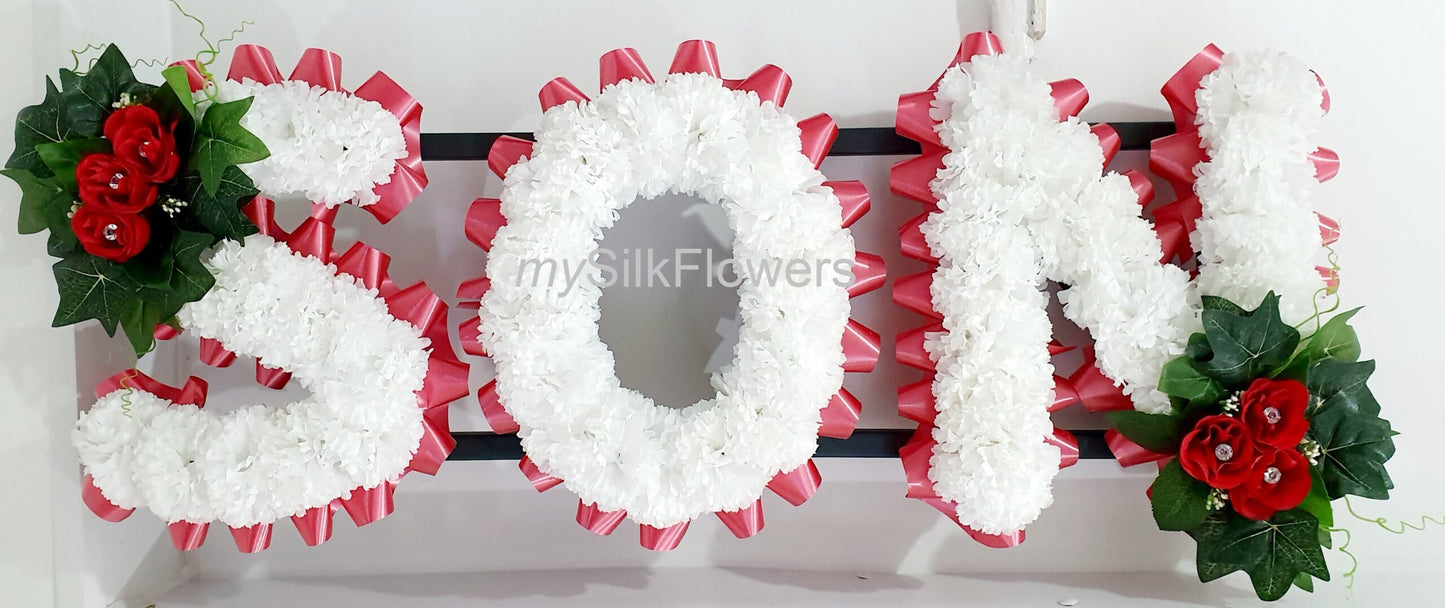 Son Any 3 Letter Funeral/Memorial Tribute (Red)