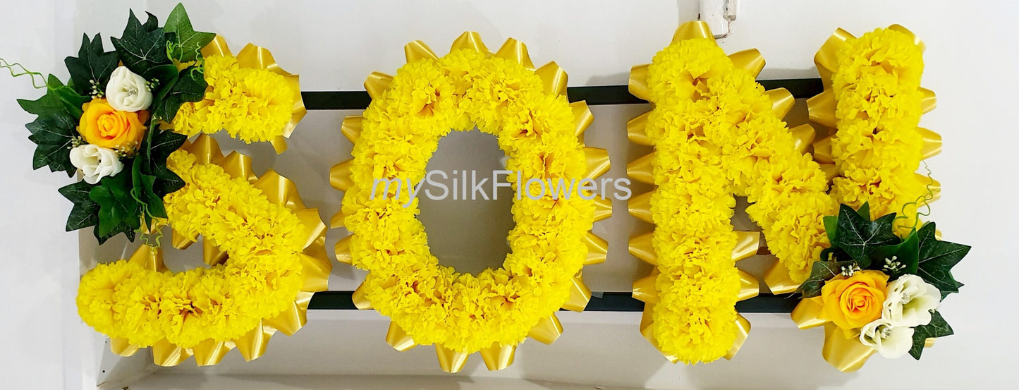 Sonyellowon Any 3 Letter Funeral/Memorial Tribute (Yellow)