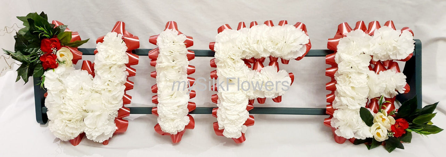 Wife Any 4 Letter Funeral/Memorial Tribute (Red)